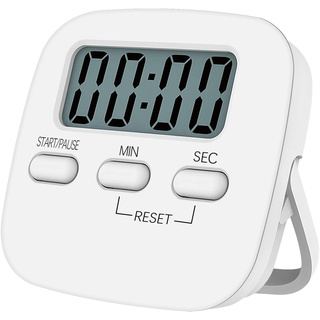 Jsdoin Küchentimer mit großem LCD-Display, digitaler Küchentimer zum Kochen, magnetische Stoppuhr, Timer mit lautem Wecker, Eieruhr, weiß