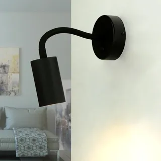 Licht-Erlebnisse Wandlampe mit Schalter, Schwarz, Flexarm, Wandleuchte GU10, Schwanenhals Lampe Bett, schwenkbar, Leselampe Wand, Leselicht, Strahler, Wandlampe Innen, Spot