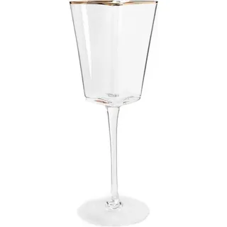 HOMLA AMAR Weinglas in Herzform mit Goldrand 0,3 l - Transparent