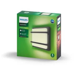 Philips Außenwandleuchte Aluminium 19,0 cm spritzwassergeschützt 1200 lm anthrazit