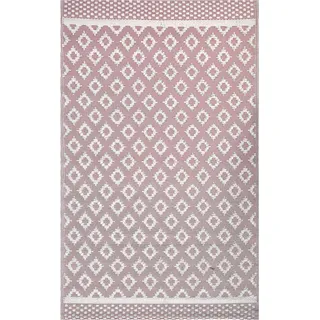 BELIANI Outdoor u. Indoor Teppich Rosa u. Weiß 120 x 180 cm Modernes Muster Rechteckig Kurzflor Gartenaccessoires Terrasse Balkon Wohnzimmer - Rosa, Weiß