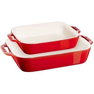 Staub Ceramique Auflaufform-Set, Ofenform, rechteckig, Kirsch-Rot, Keramik, 2-tlg