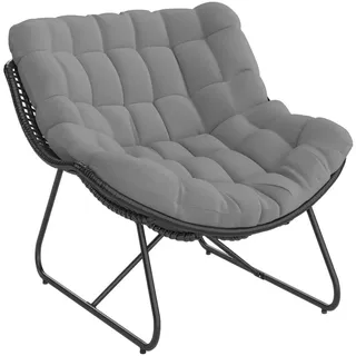 Ambia Garden Gartensessel , Schwarz, Taupe , Metall, Kunststoff, Textil , Kufe , 97x83.5x110.5 cm , Gartenmöbel, Gartensessel