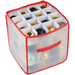 Arti Casa Aufbewahrungsbox Weihnachtsdeko– für 64 Weihnachtskugeln – Christbaumkugeln Organizer mit Griff und Deckel – 30 x 30 x 30 cm