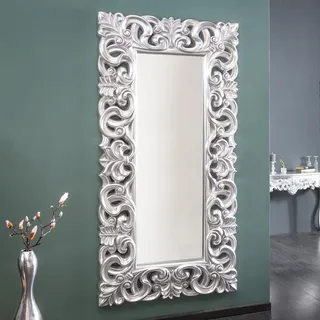 cagü XXL romantischer Wandspiegel Florence Silber Antik in Barock-Design aus Kunststein 180cm x 90cm | Vertikal oder horizontal aufhängbar
