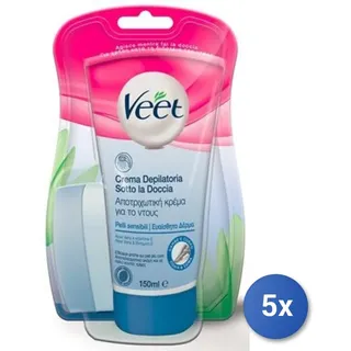 5er Pack Veet Depilationscreme Für Den Körper Für Sensible Haut 150 ml