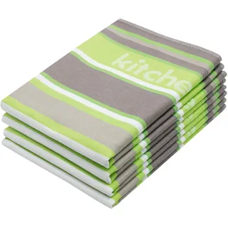 ZOLLNER 4er Set Geschirrtücher Baumwolle in 50x70 cm - saugstarke und langlebige Küchentücher - waschbar bis 60°C – in grün gestreift - Gastronomiequalität - Oeko Tex® Zertifiziert