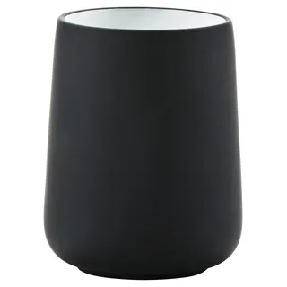 ZONE Denmark Nova Zahnputzbecher, Zahnbürstenbecher aus Porzellan mit Soft Touch-Beschichtung, Durchm. 8 cm, Höhe 10 cm, Schwarz