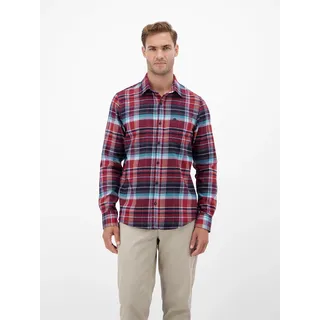 Karohemd LERROS "Karo Flannelhemd - weich und stylisch", Herren, Gr. XXL, Normalgrößen, maple rot, 100% Baumwolle, Hemden Karohemd