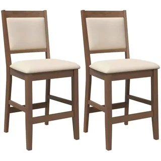 vidaXL Barhocker mit Kissen 2 Stk. Braun Massivholz Gummibaum