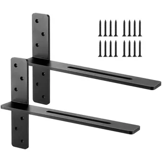VEVOR Regalhalterungen, 2 Stk., Tragkraft 90 kg, Schwerlast Regalhalter 457,2x73,5x304,8 mm, Regalträger aus Stahl für Regale, schwimmende Halterungsbeschläge für Arbeitsplatten mit Schrauben