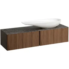 Laufen Il Bagno Alessi Schubladenelement, Steinplatte Marrone Naturale, Ausschnitt rechts, 160x50x37cm, zu WT-Schale H81897 4, H432343097, Farbe: Noce Canaletto