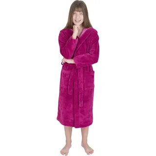 Kinderbademantel WEWO FASHION "8514" Gr. 164, lila (himbeere), L:108cm, Baumwoll-Mix, Hausmäntel, Kinderbademantel, für Mädchen & Jungen