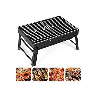 AGM Holzkohlegrill Picknickgrill Edelstahl Kleiner Grill Portable Campinggrill Abnehmbare BBQ Grills für Outdoor Garten Party usw. (52 x 29.5 x 22.2 cm)