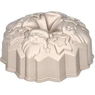 Aluguss-Kuchenform Santa - Birkmann - champagner, Ø 23,5 cm, 24,5 x 24,5 x 9,5 cm, Aluguss, Weihnachtsmann Motivbackform, Backform Weihnachten mit Antihaftbeschichtung, 200°C