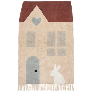 Atmosphera Kinderteppich Haus - Baumwolle - 100x150 cm - Mehrfarbig,