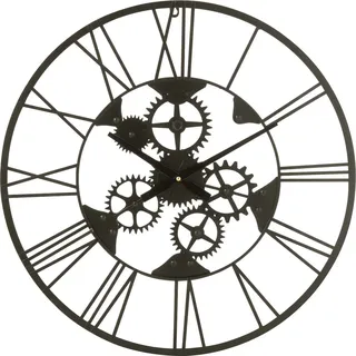 J-Line J-Line Gesichter Uhr - Metall - Schwarz - Klein - Ø 49 Cm - Wohnaccessoires - Schwarz
