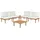 Lounge Set Hellbraun Akazienholz 5-Teilig 4 Sessel mit Couchtisch Auflagen Cremeweiß Modern Outdoor Terrasse Balkon Gartenset Gartenmöbel Set - Weiß, Hellbraun
