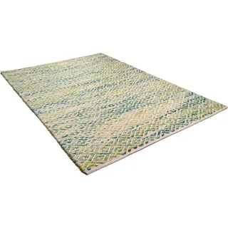 Wollteppich TOM TAILOR HOME "Diamond" Gr. 2, grün, B:65cm H:8mm L:135cm, Baumwolle, Schurwolle, Teppiche, Wollteppich, reine Wolle, Flachgewebe, handgeknüpft