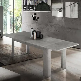 Dmora - Ausziehbarer Tisch Nanni, ausziehbare Konsole für bis zu 10 Sitzplätze, ausziehbare Konsole 100 % Made in Italy, 140/190 x 90 x 75 cm, Zement