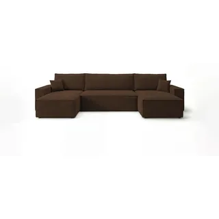 CORNERO Ecksofa mit schlaffunktion CALIFORNIA MINI U-Form braun Cord Poso 6 - Schlaffunktion, Bettkasten - Braun