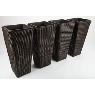 point-garden 4x Blumenkübel Pflanzkübel Pflanzgefäß Blumentopf aus Polyrattan