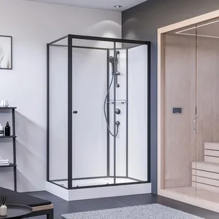 Breuer Komplettdusche Anschlag Rechts 120 cm x 90 cm Schwarz, Matt