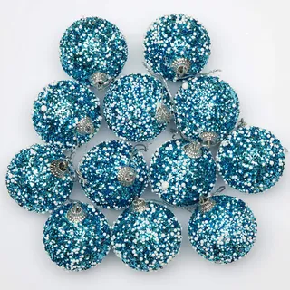 SHATCHI 12 x Weihnachtskugeln zum Aufhängen, weicher Schaumstoff, glitzernd, bruchsicher, Weihnachtsbaum, Tischdekoration, blau, 4 cm