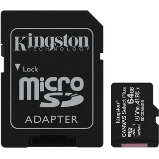 Kingston Canvas Select Plus microSD Speicherkarte, SDCS2/64GB-2P1A Class 10 (2x Karte,inkl. SD Adapter)