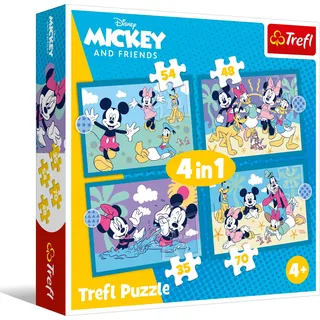 Trefl – Mickey Mouse und Seine Freunde, lustige Mickey-Mouse-Ereignisse – 4-in-1-Puzzle, 4 Puzzles, 35 bis 70 Teile – Verschiedene Schwierigkeitsgrade, für Kinder ab 4 Jahren