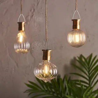 Lights4fun 3er Set LED Solar Birnen warmweiss Außenbereich Gartendeko Glühbirnen Solarleuchten Solarlampen Hängelampe Solar Gartenleuchten für Außen Garten Balkon [Energieklasse A++]