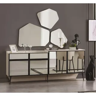 Modern Esszimmer Set Sideboard und Spiegel 2 tlg neu und Luxus set Möbel - Weiß