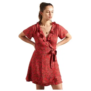 Superdry Summer Wrap Kleid - Autumn Ditsy Red - M