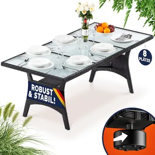 CASARIA Gartentisch 190 x 90 x 74 cm Schwarz