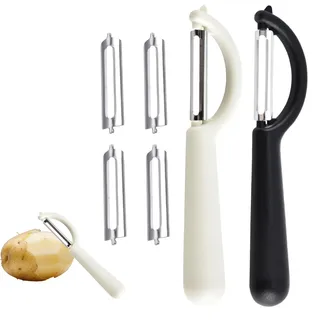 2er Set Schäler aus Edelstahl inkl. 4 Ersatzklingen – Kartoffel- & Gemüseschäler Kompatibel mit Tupper, Fackelmann, WMF, Rösle, Solingen – Sparschäler für Karotten, Gurken, Obst & Küche