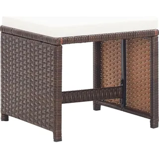 vidaXL Gartenhocker 2 Stk. mit Sitzkissen Poly Rattan Braun - Braun, Weiß