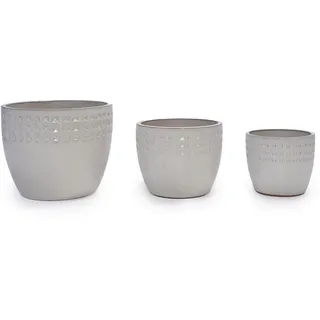 Oxeza Blumentopf Ø 38,1/30,5/22,9 cm Antikes Weiß (3 Stück) , Keramik , Mode , Zylindrisch , 32 cm , Dekoration, Blumen & Blumentöpfe, Übertöpfe
