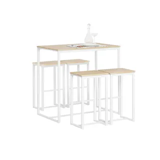 SoBuy Bartisch + 2 x Barhocker , Weiß , Holzwerkstoff , 100x96x60 cm , Esszimmer, Barmöbel, Barschränke & Theken