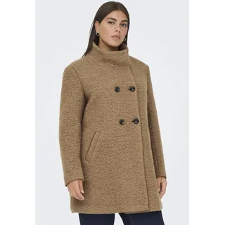 Kurzmantel ONLY CARMAKOMA "CARNEWSOPHIA WOOL COAT OTW", Damen, Gr. L, braun (cocoa créme detail:melange), Web, Obermaterial: 70% Polyester, 30% Wolle, meliert, Mäntel Kurzmantel
