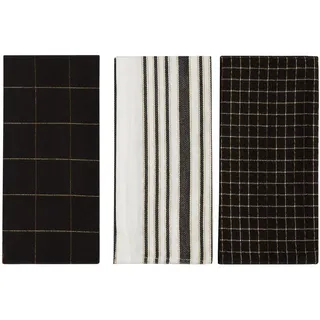 home&you KüCHENHANDTUCH-SET Trini , Schwarz , Textil , 40x60 cm , Heimtextilien, Geschirrtücher & Schürzen, Geschirrtücher