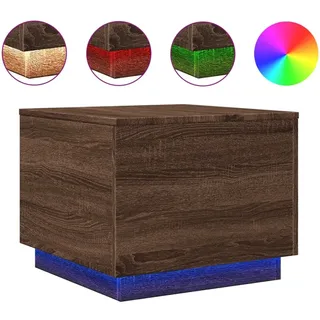 vidaXL Couchtisch mit LED-Leuchten Braun Eichen-Optik 50x50x40 cm - Braun
