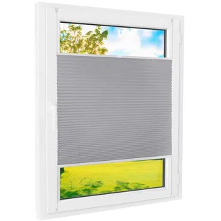 Plissee Klemmfix [Grau, 60x220 cm] ohne Bohren für Tür & Fenster | Faltrollo mit einfacher Montage/Bietet optimalen Sichtschutz und Privatsphäre, idealer Sonnenschutz