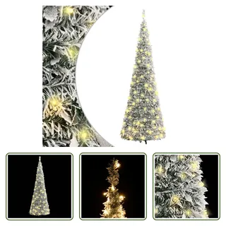 The Living Store Pop-Up-Weihnachtsbaum Künstlich Beschneit 150 LEDs 180 cm - Weiß