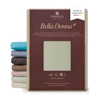 Bella Donna Jersey edles Spannbettlaken: Blickdicht, glatt, kein Pilling | FORMESSE Farbe Graugrün; 140x190-160x220cm, bis 30cm; 97% Baumwollzwirn, 3% Elastan; Aloe vera&Arganöl, intensive Farben