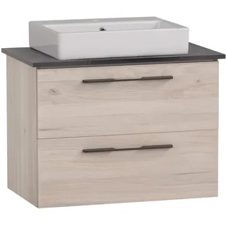 Schildmeyer Waschtisch Maxim 701844, eckiges Aufsatzbecken, sandeiche Dekor/Marmor Optik