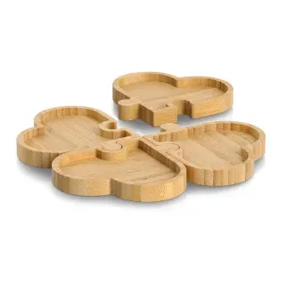 Zeller "Hearts" Snackteller, Bambus, Innovativer Bambusteller aus 4 individuell nutzbaren Teilen, Maße: 24 x 24 x 1,8 cm