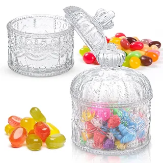 2 Stück Bonbonglas mit Deckel, Transparente Candy Bar Gläser Lebensmittelechter luftdicht Glasbehälter für Süßigkeiten Schokolade Bohnen Kekse