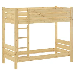 Etagenbett Kiefer natur 80x190 Zubehör wählbar Stockbett Hochbett teilbar V-60.16-08-190T100Rollrost. Matratzen und Doppelbettkasten inkl. - Naturbelassen