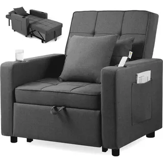 Makika Schlafsessel Schlafstuhl Tommy klappbar in Dunkelgrau - Schwarz