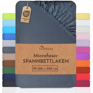 NatureMark Spannbettlaken Mikrofaser 90 x 200 - 100 x 200 cm grau